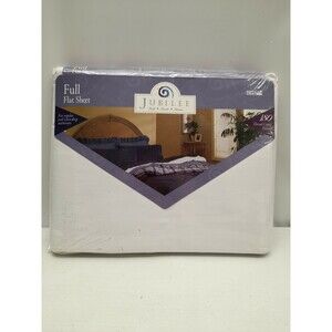 Vintage Jubilee Percale 180 TC White Full Flat Sheet NEW Made in USA